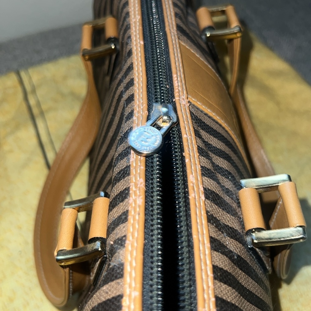 Fendi Brown and Black Striped Satchel - Picture 15 of 16